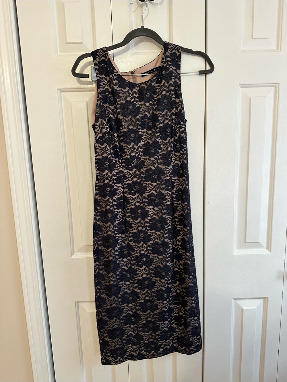 Ivanka Trump Navy Lace Dress with Blush Lining